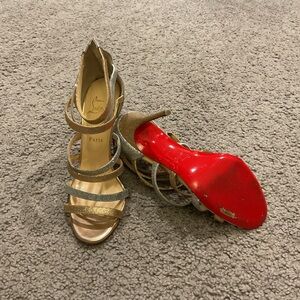 Christian Louboutin Marinere 100 Glitter Cage Bootie Heels Dress Shoes sz 39